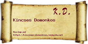 Kincses Domonkos névjegykártya